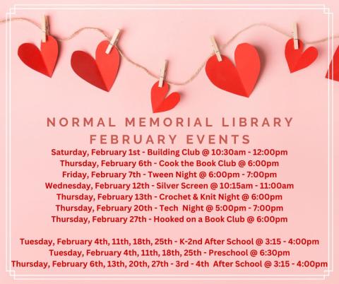 February 2025 Events Normal Memorial Library